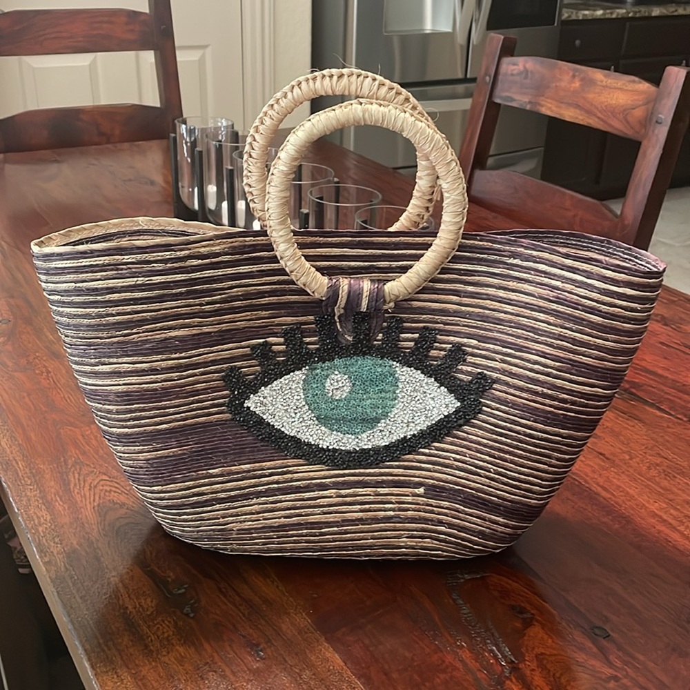 NEW Evil Eye Straw Bag Tote